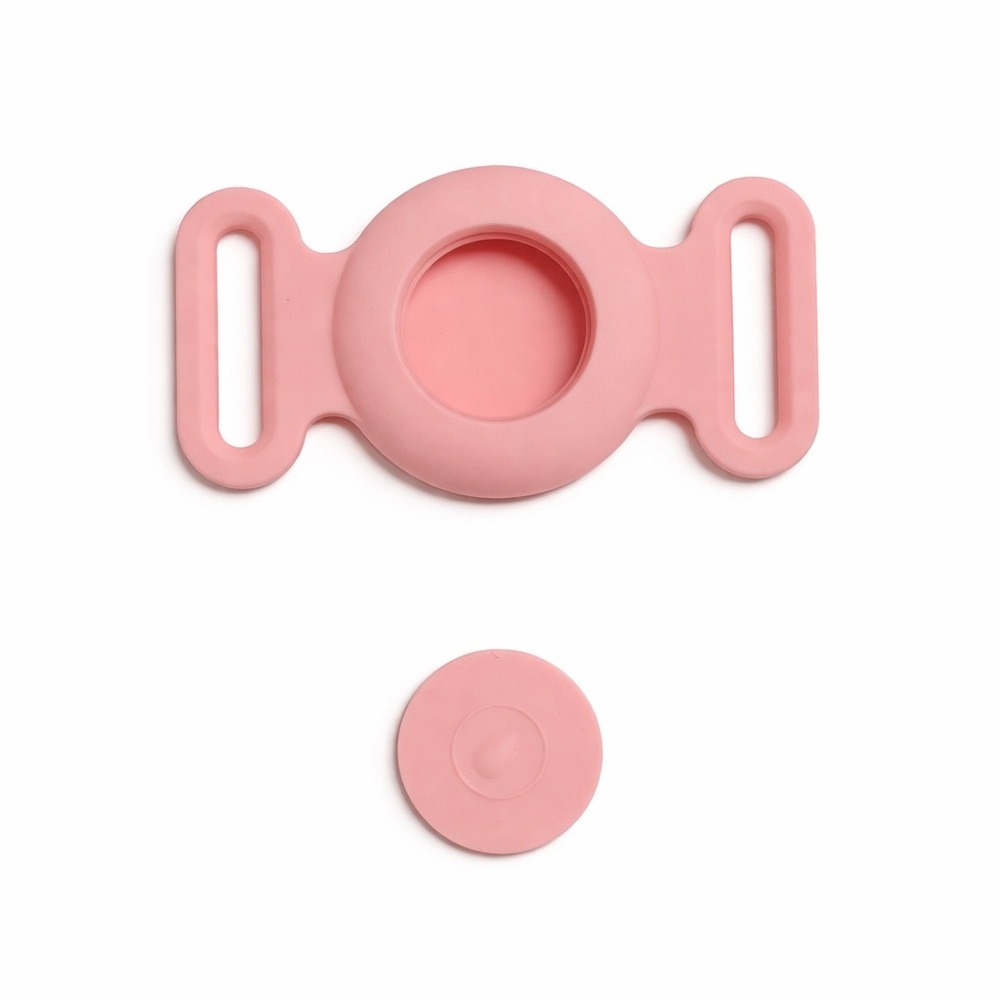 2 Pack Silicone AirTag Holder for Pet Collars Black and Pink Water Resistant - Picture 3 of 6